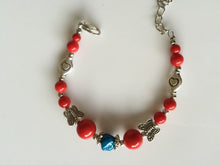 Women Girl Retro BOHO Bohemian Red Turquoise Heart butterfly wrist Bracelet