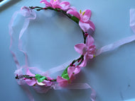 Women Girl Flower Fairy Bohemian Bride Wedding Beach Crown hair headband PROP Pink