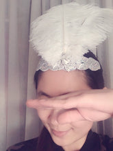 Women Lady retro White Feather Flapper Party Hair headband accessory fascinator