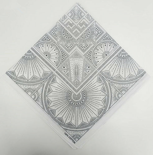 Women Hip hop Cotton White Geometry Retro Boho Bandana Hair Headband Wrap Scarf