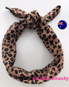 Women Lady Girl Brown Leopard Dots animal Party Bandana Hair Headband Wrap Scarf