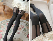 Women Black Fake thigh garter Sexy Mock Suspender Pantyhose Tights Stockings