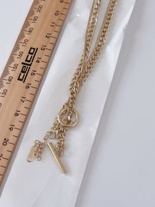 Women Gold color Titanium Plated 2 layers Chain Short Necklace