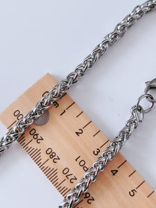 Men Silver color Stainless steel Titanium Plated Braided Chain Necklace 4.5x50cm