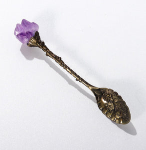 Purple Crystal Amethyst Natural Stone Retro Small Spoon