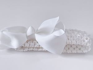 Girl Baby Shower grosgrain Bow Pure White Birthday Party Hair head Headband