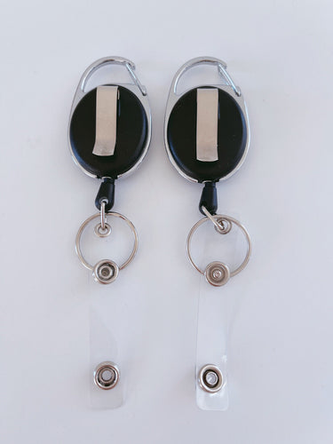 2 Retractable Badge Holder Reel Swipe Card Security ID Pull Key RING Clip Tag
