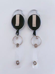 2 Retractable Badge Holder Reel Swipe Card Security ID Pull Key RING Clip Tag