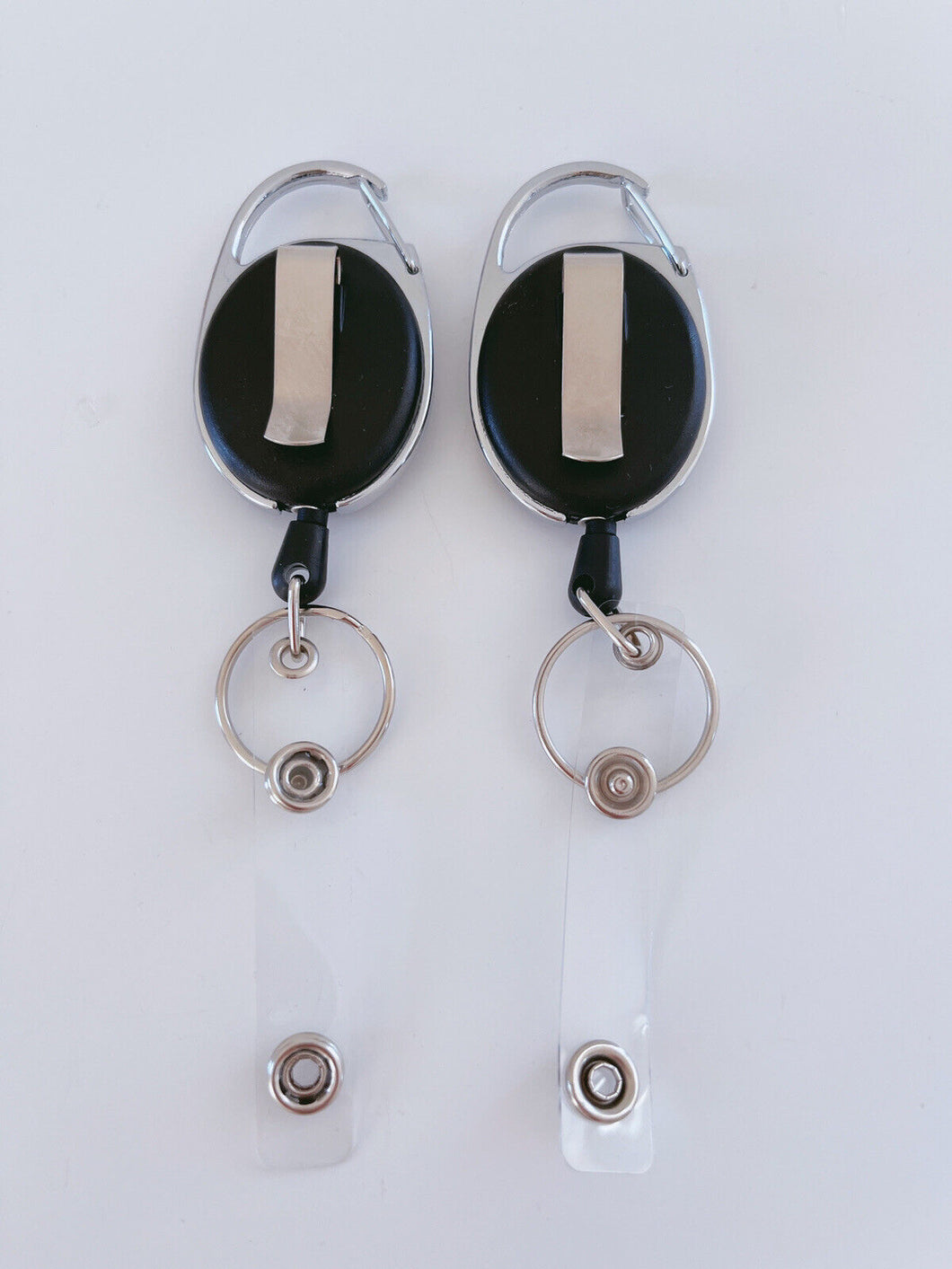 2 Retractable Badge Holder Reel Swipe Card Security ID Pull Key RING Clip Tag