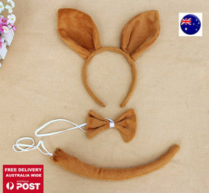 Lady Kid Child Kangaroo Wallaby Costume Ear tail Party Hair head band Prop set