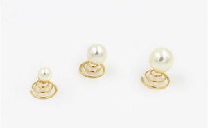 3x Women Girl Bride Wedding White Pearl Party Gold Spring Swirl Hair Clip Pin