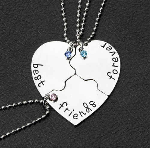 Girl Heart Split Jigsaw BFF Best Friend Forever Necklace Set Friendship Gift