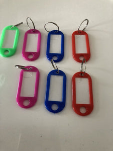 8x Plastic Travel Luggage School bag Name ID Badge Tag Small Label Key Rings AU