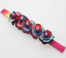 Girl Children Kids Rainbow Colorful Rose Flower Elastic Hair head band Headband