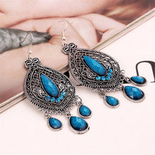 Women Vintage Retro Boho Blue Bohemian Party Ethic Earrings Ear Hook Drop Dangle