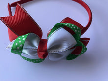 Children Girl Kids Red Green Ribbon Bow Christmas Xmas Hair head Headband Hoop