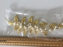 Women Boho Wedding Prom Gold Crystal Pearl Leaf Bride Hair accessory Pin PROP