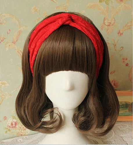 Women Girl Hippie Retro Cross lace Bohemian dance Wide Hair Headband Head Wrap RED