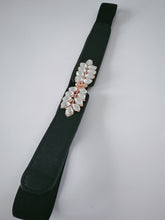 Women Retro Chic Greek Rhinestone Crystal Leaf Slim Narrow Dress Elastic Belt