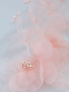 Women Flower Girl Party Peach Pink Chiffon Flower Hair Clip Fascinator Garland