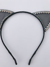 Women Girl Black Crystal Lace Kitty Cat Ears Party Hair Headband Head band Hoop