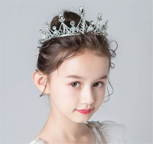 Children Flower Girl Princess Birthday Crystal Silver color Tiara Hair Crown