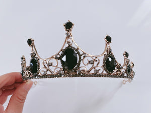 Women Retro Black Crystal Bronze Halloween Party Hair Headband Crown Tiara