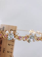 Women Little Flower Floral Gemstone Crystal Gold Hair Head Band Hoop Headband