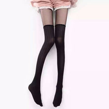 Women Lace Sexy Fake Thigh High Over Knees stripe Pantyhose Stockings Opaque 50D