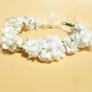 Women wedding Beige Cream White flower bridal Hair Headband Crown Garland Wreath