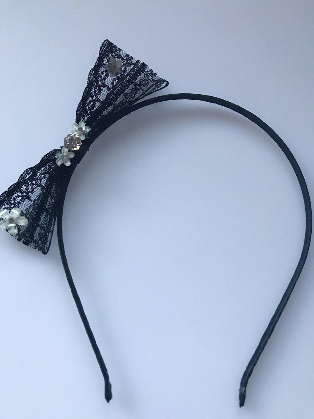 Women Girl Black Lace Cute Side Bow Party Hair Headband band Hoop Fascinator