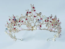 Women Girl Dragonfly Butterfly Pink Gold Color Party Hair Crystal Crown Tiara