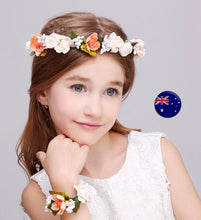 Women Flower Girl Fairy wedding Orange Hair Headband Crown Prop Garland bracelet