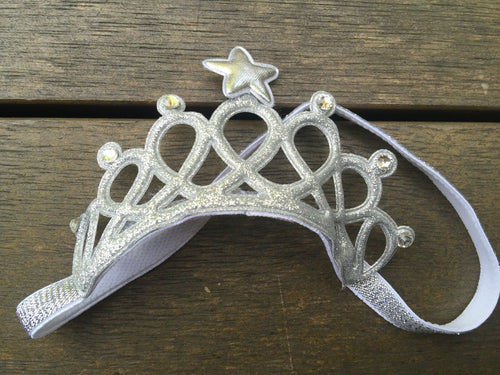 Girls Kids Children Baby Elastic Princess Party star Crown Tiara Hair Head Band Silver Color