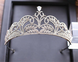 Women Girl Silver Rhinestone Crystal Bride Prom Party Hair Headband Crown Tiara