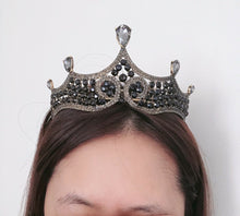 Women Retro Black Crystal Witch Halloween Queen Party Hair Headband Crown Tiara