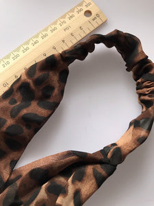 Women Lady Girl Brown Leopard Cross boho retro Headband Hair Band bandana wrap