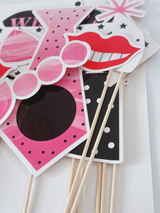 21st Happy Birthday Party hat balloon Cake Selfie Photo Booth Prop Game Sign