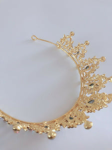 NEW Women Gold Rhinestone Crystal Wedding Bride Party Hair Headband Crown Tiara