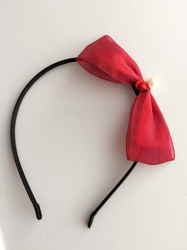 Women Girl School Red Lace Bow Snow white Party Xmas Hair band Headband Hoop