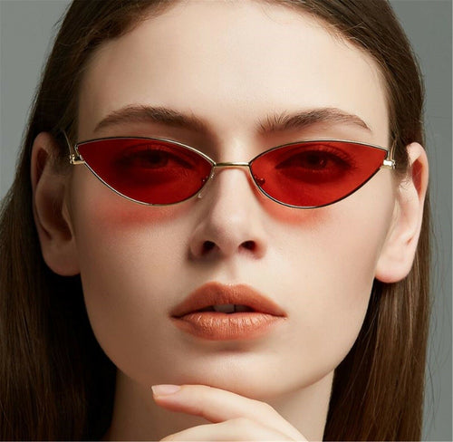 Women Men Vintage Retro Punk Chic Red Sun Cat slim Eye glasses wear Sunglasses