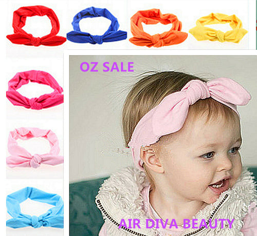 Girls Baby Kids Retro Ear Bow bunny Party Headband Hair head band bandana PROP Royal Blue