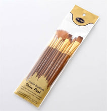 10PC Wooden Artist Paint Brush Set - Acrylic, Watercolor & Oil Painting