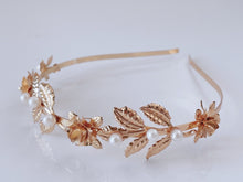 Women Girl Gold Rose Pearl Leaf Party Hair Head Band Headband Hoop headpiece