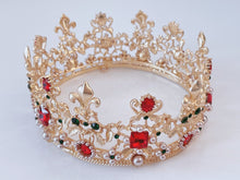 Women Gold Rhinestone Crystal Gem Queen Retro Hair Headband Royal Crown Tiara