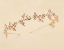 Women Girl Boho Rose Gold Crystal Leaf Bride Hair Band accessory Hoop Headband
