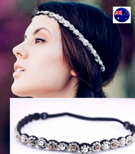 Women Lady BOHO Crystal Rhinestone Beach wedding Bridal Hair Headband Head band