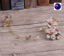 Women Girl wedding Beige Brown Pink Flower Hair Headband Prop Garland Band tiara