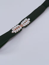 Women Retro Chic Greek Rhinestone Crystal Leaf Slim Narrow Dress Elastic Belt