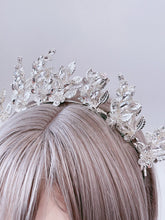 Women Crystal Silver Leaf Bride Prom Party Hair Headband head Band Fascinator